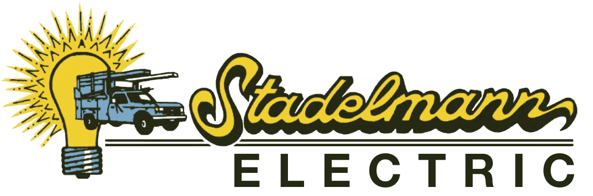 Logo of Stadelmann featuring a light bulb with a truck inside and the name "Stadelmann" written in cursive to the right of the image.